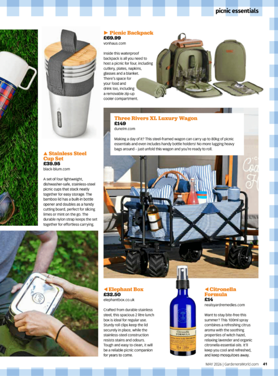 BBC Gardeners World May 2 for 1 Inside Page Picnic Essentials 2
