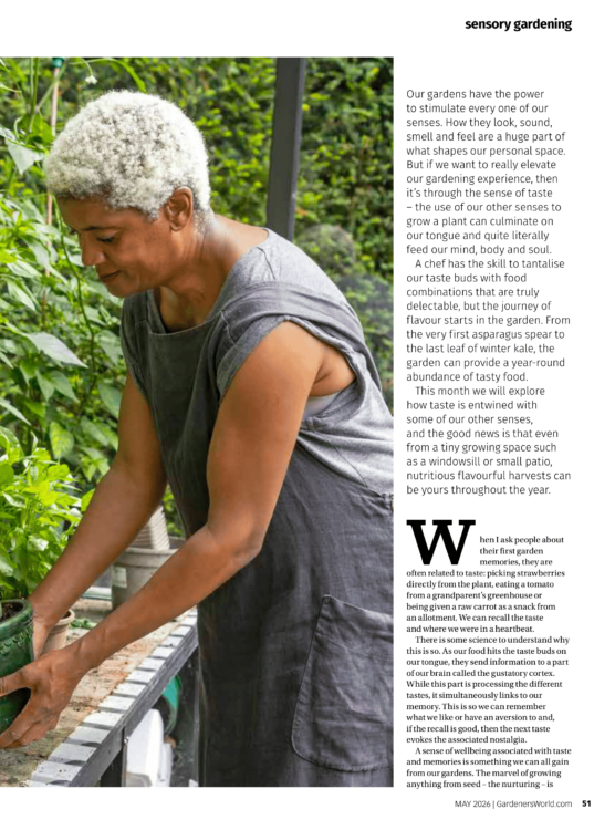 BBC Gardeners World May 2 for 1 Inside Page The 5 senses of gardening taste 2