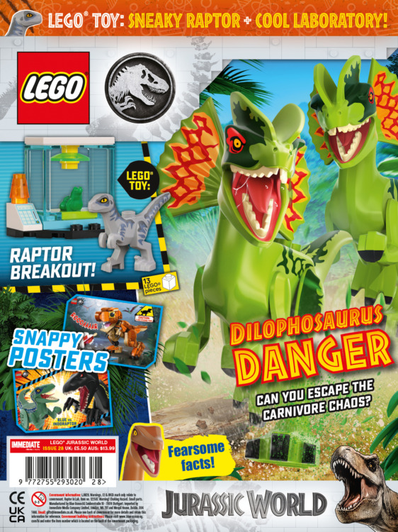 LEGO Jurassic World Magazine Issue 28 + Velociraptor Minifigure