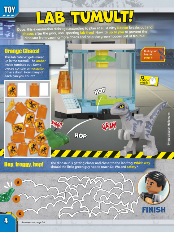 LEGO Jurassic World Magazine Issue 28 + Velociraptor Minifigure P4-P5