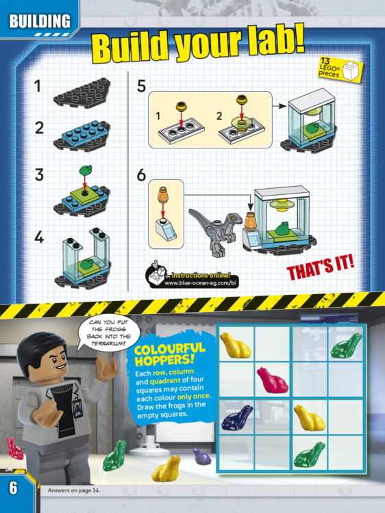 LEGO Jurassic World Magazine Issue 28 + Velociraptor Minifigure P6-P7